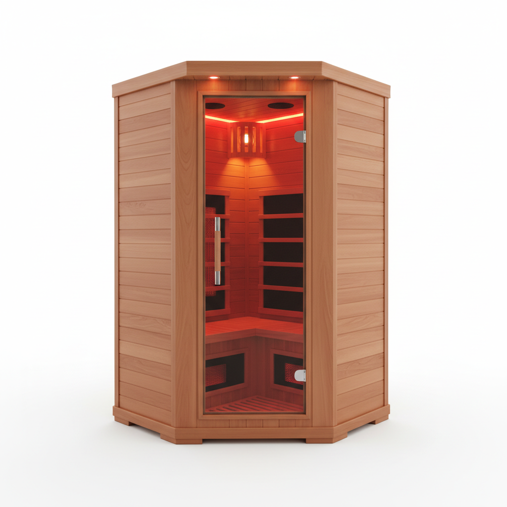 Serenity 2-Person Infrared Sauna - Premium Canadian hemlock wood construction with tempered glass door